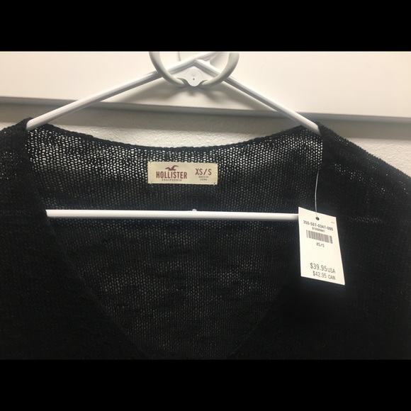 XS/S HOLLISTER SOFT BLACK SWEATER light sheer pullover scoop neck cotton blend - Picture 2 of 5